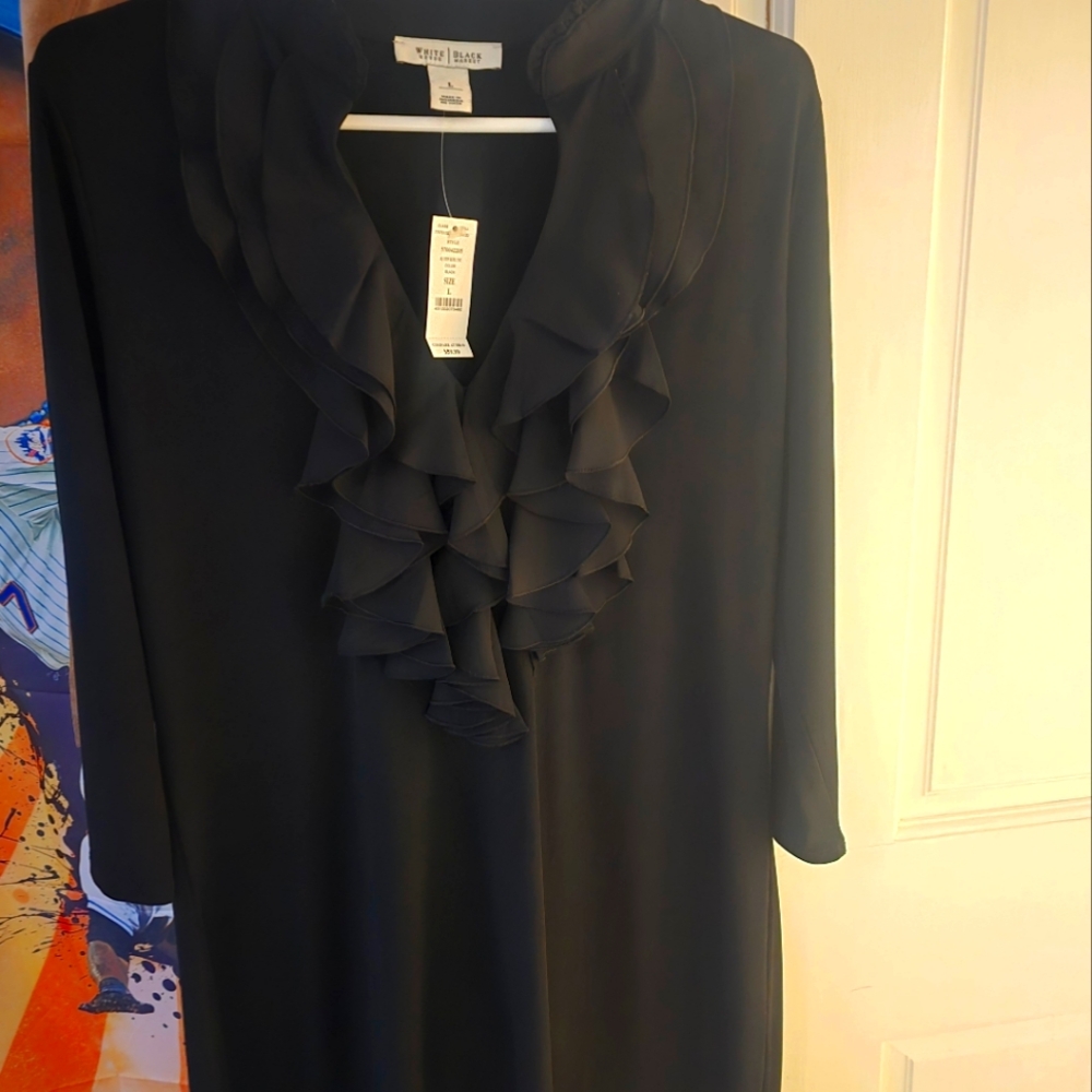 White House Black Market Black Ruffle Dress